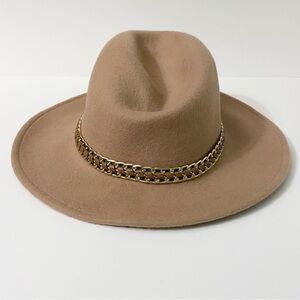 Aldo Wool Fedora Hat with Gold Chain Detail Small/Medium